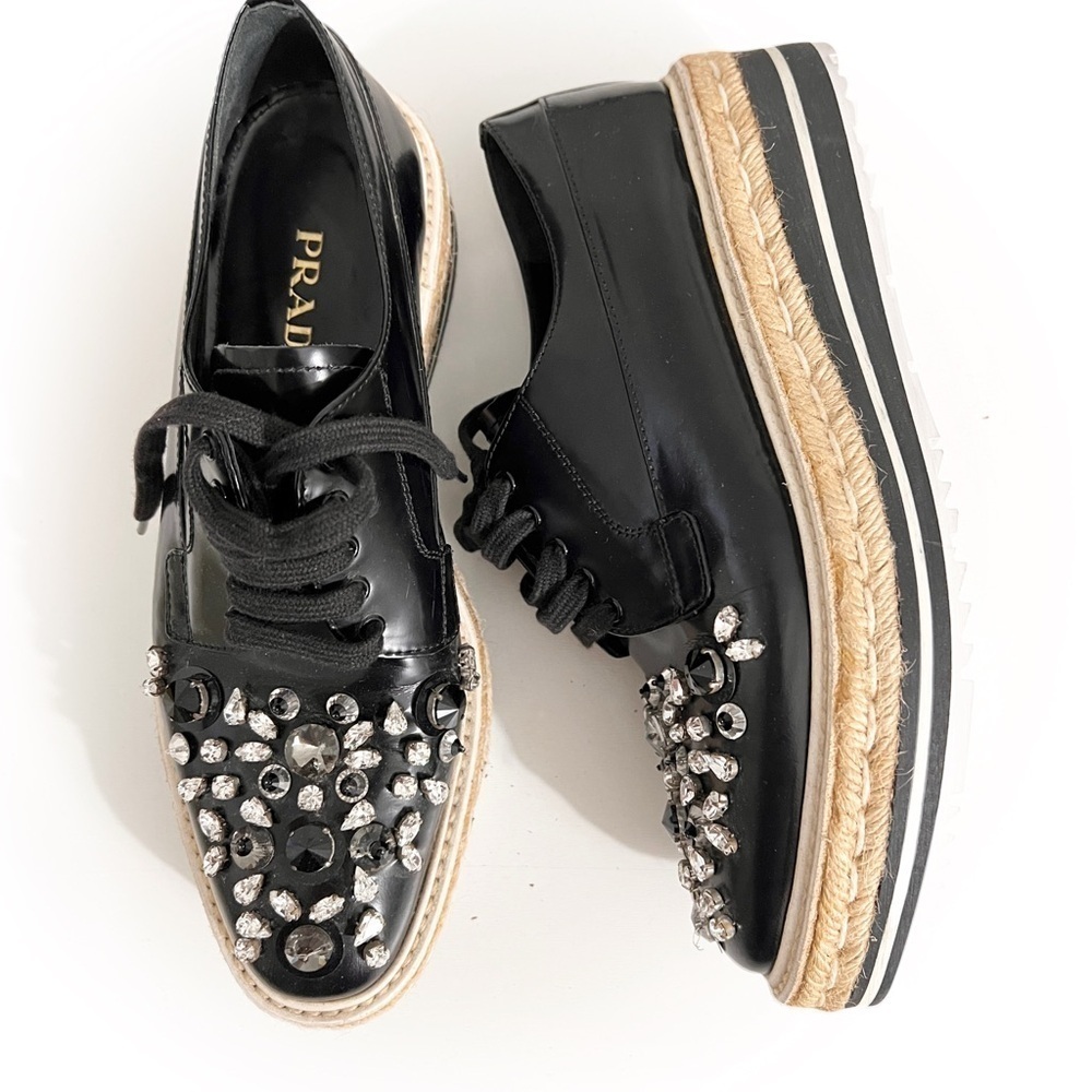 Prada Black Platform Sneakers with Embellishments - Picture 6 of 9